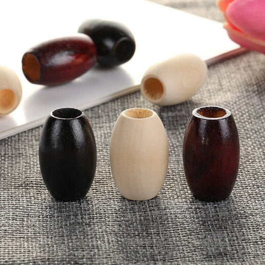 Natural Wooden Beads 30mm Large Hole for Jewelry Making | Macrame DIY Accessories – 1/20/60Pc