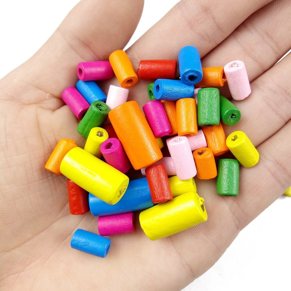 Assorted Wooden Tube Beads – Large Hole Macrame & Jewelry Making Beads