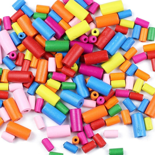 Assorted Wooden Tube Beads – Large Hole Macrame & Jewelry Making Beads