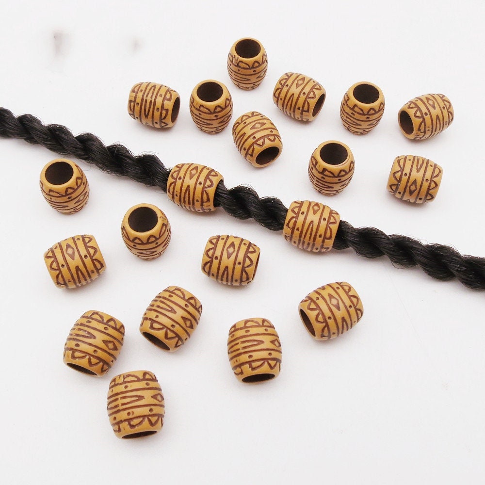 10mm Resin Beads for Jewelry & Macramé – Wood Imitation, Large Hole 5.8mm