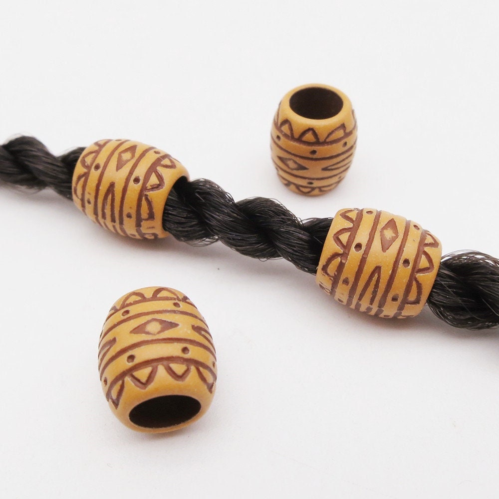 10mm Resin Beads for Jewelry & Macramé – Wood Imitation, Large Hole 5.8mm