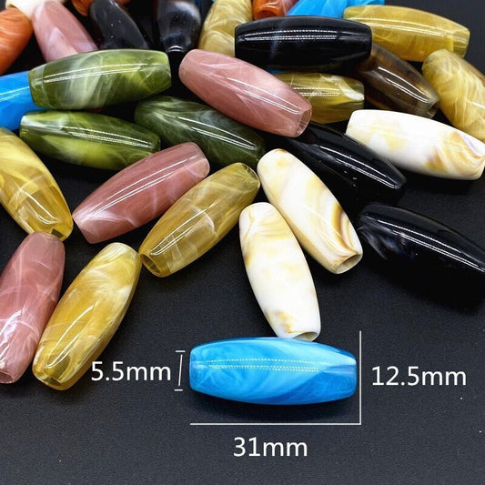 6Pc 31mm Extra Large Acrylic Beads For Jewelry Making, Resin Macrame Beads  Large Hole 5.5mm, Long Skinny Beads, DIY Jewelry Accessories