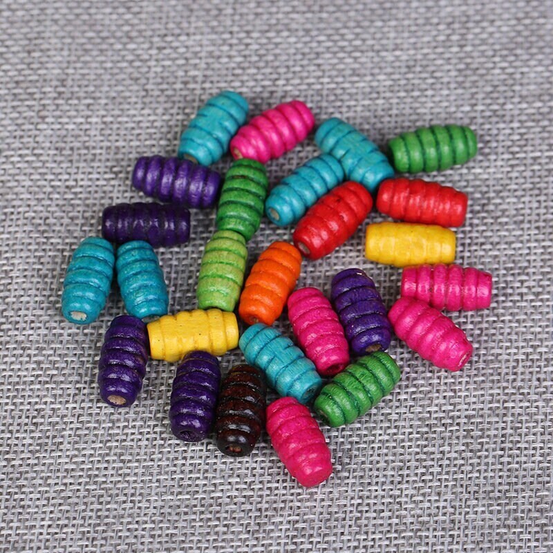 900 Assorted Wooden Beads 15x8mm – Large Hole Craft & Macrame Beads