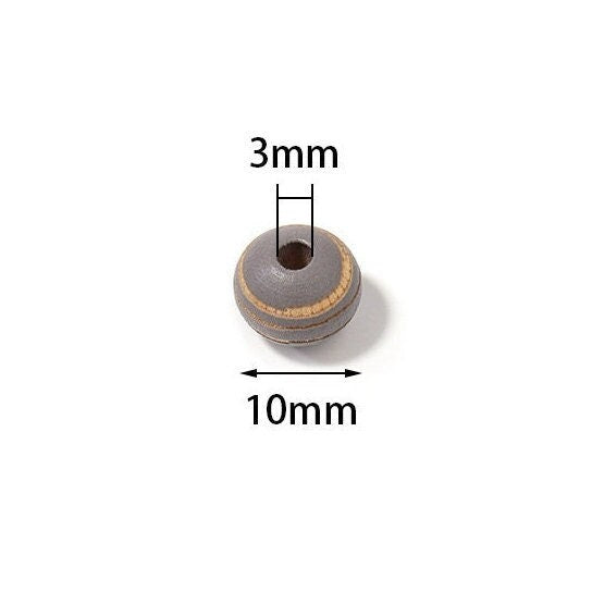 Printed Wooden Beads 10mm – Large Hole Beads for Jewelry Making & Macrame