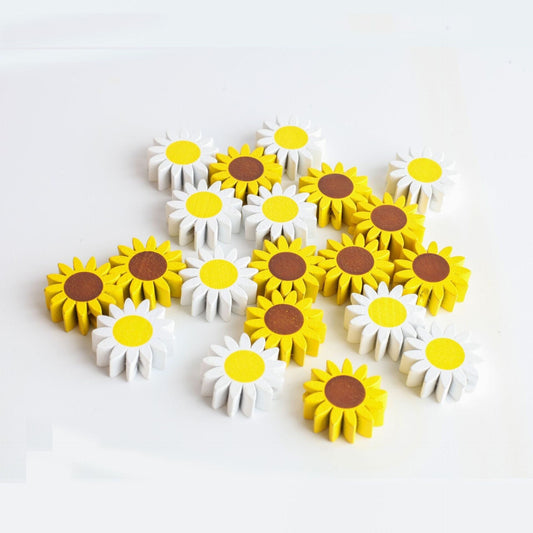 1/10Pc 22mm Painted Sunflower Wooden Beads for Jewelry Making – Large Flower Beads for Crafts and Home Decor