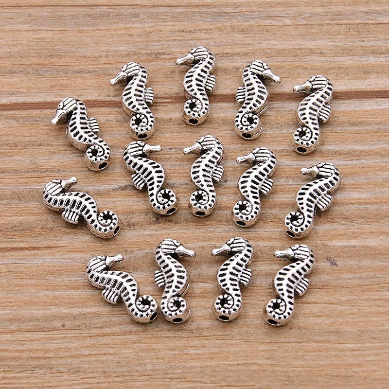 30 Sea Life Metal Beads – Mermaid, Turtle, Dolphin & Nautical Charms