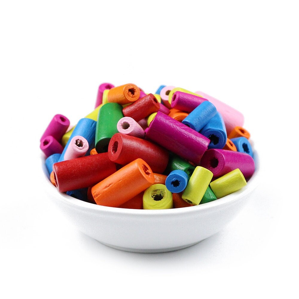 Assorted Wooden Tube Beads – Large Hole Macrame & Jewelry Making Beads