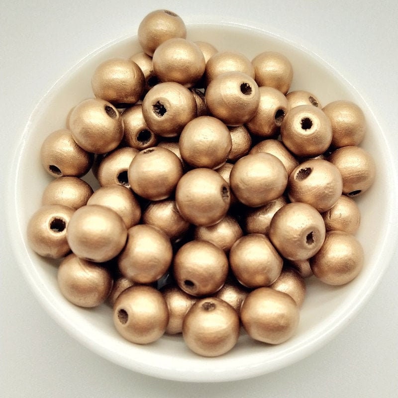 200 Metallic Wooden Beads 8mm – Gold or Silver Spacer Beads