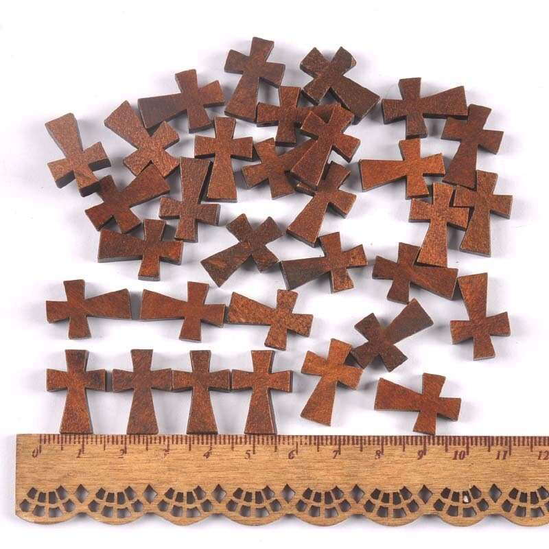 50 Wooden Cross Charms 22mm – Christian Jewelry Making Supplies