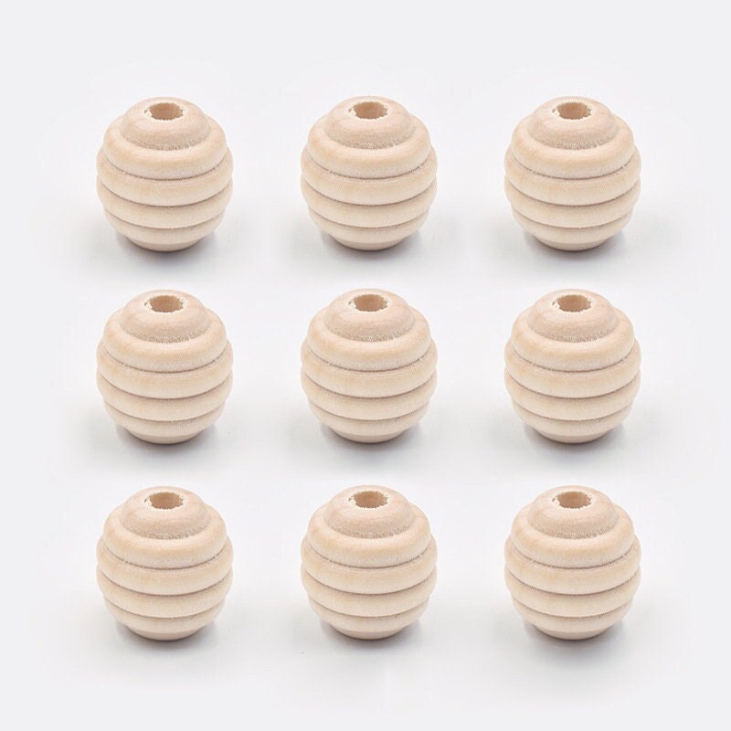 20mm Wooden Macrame Beads with 5mm Large Hole – Natural Wood Craft Beads