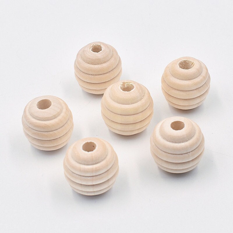 20mm Wooden Macrame Beads with 5mm Large Hole – Natural Wood Craft Beads