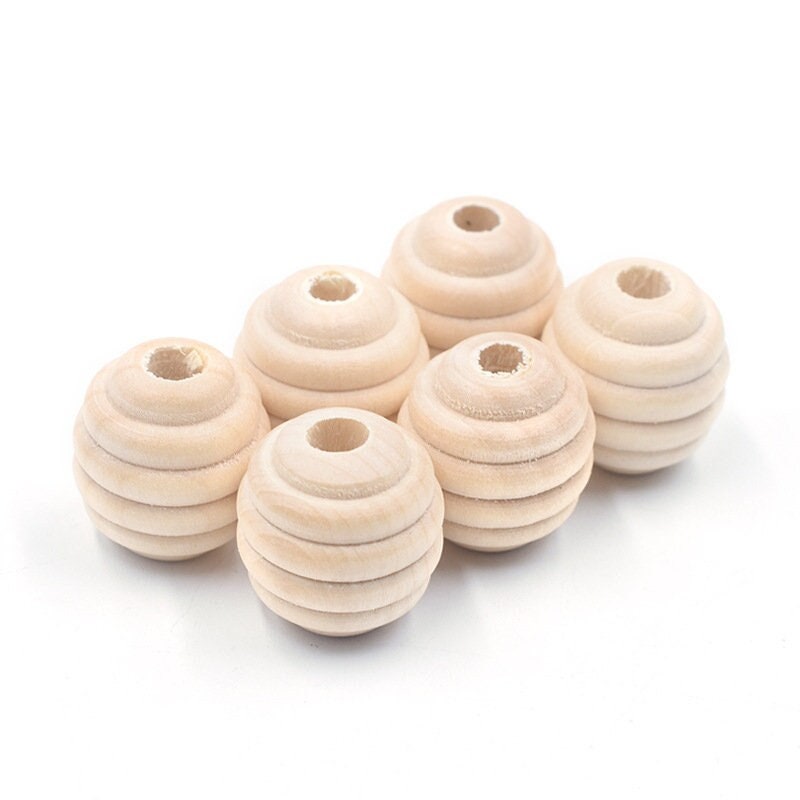 20mm Wooden Macrame Beads with 5mm Large Hole – Natural Wood Craft Beads