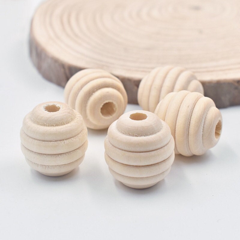 20mm Wooden Macrame Beads with 5mm Large Hole – Natural Wood Craft Beads