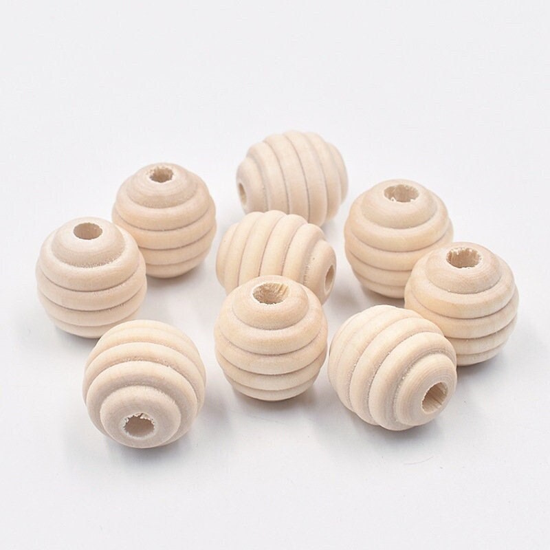 20mm Wooden Macrame Beads with 5mm Large Hole – Natural Wood Craft Beads