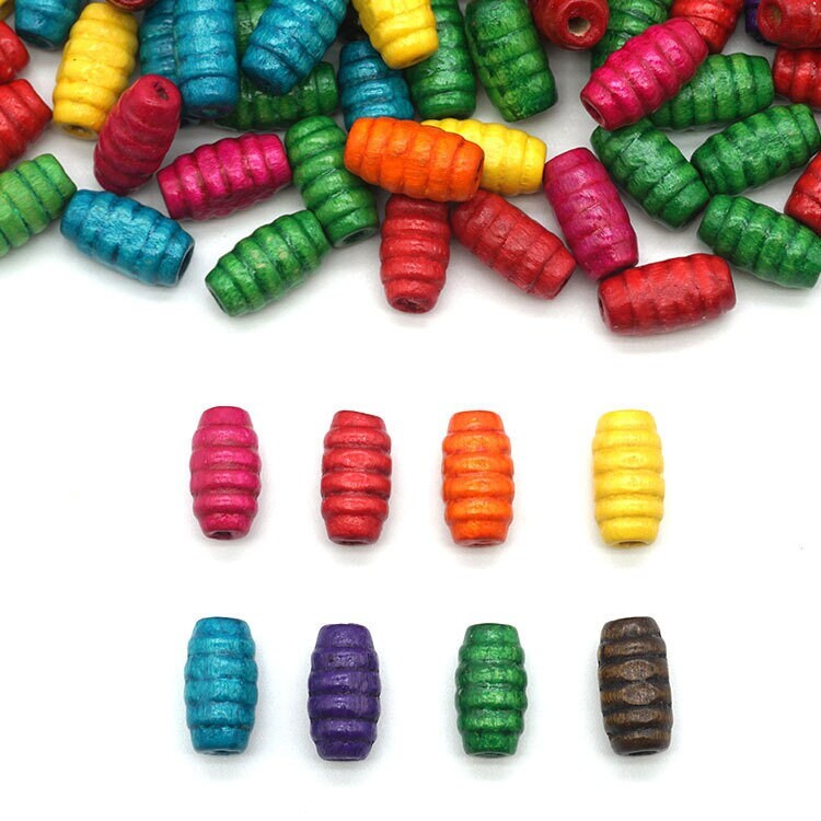 900 Assorted Wooden Beads 15x8mm – Large Hole Craft & Macrame Beads
