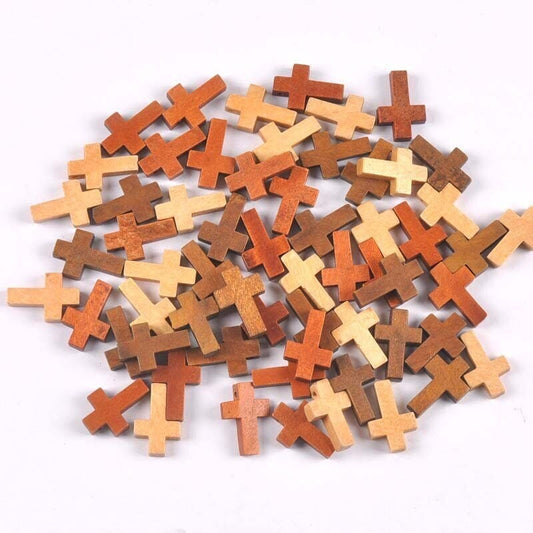 50 Wooden Cross Charms 22mm – Christian Jewelry Making Supplies