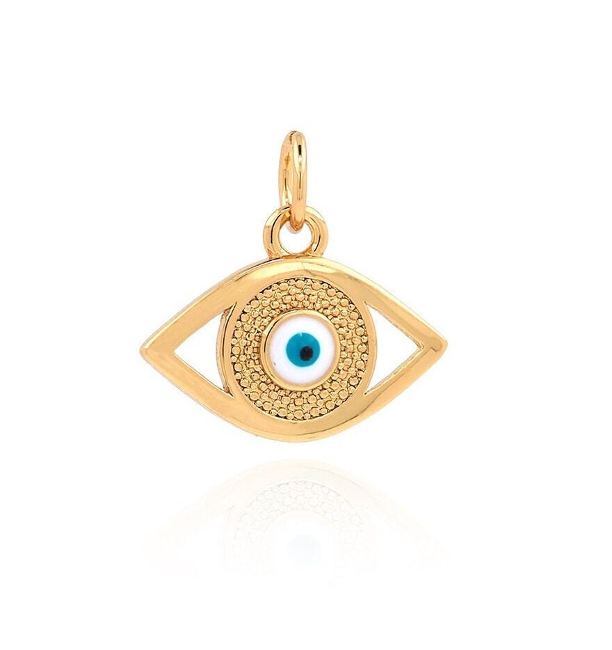 18K Gold Plated Evil Eye Charm – Pendant for Jewelry Making