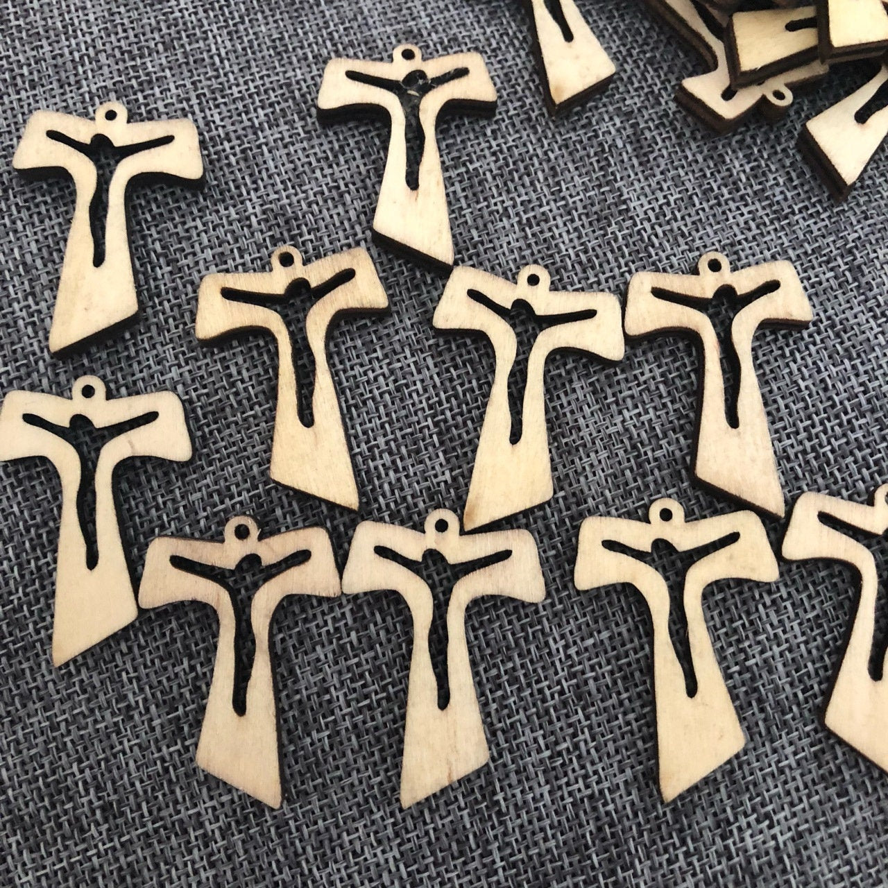 50 Wooden Cross Pendants 40mm – Christian Jewelry Making Charms