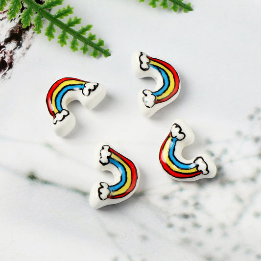 18mm Ceramic Rainbow Beads | Hand Painted Large Hole Macrame Beads for Crafts