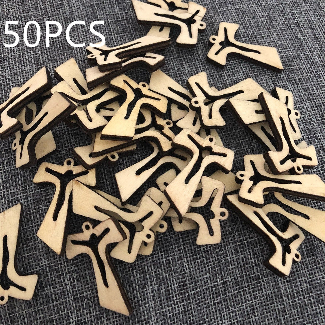 50 Wooden Cross Pendants 40mm – Christian Jewelry Making Charms