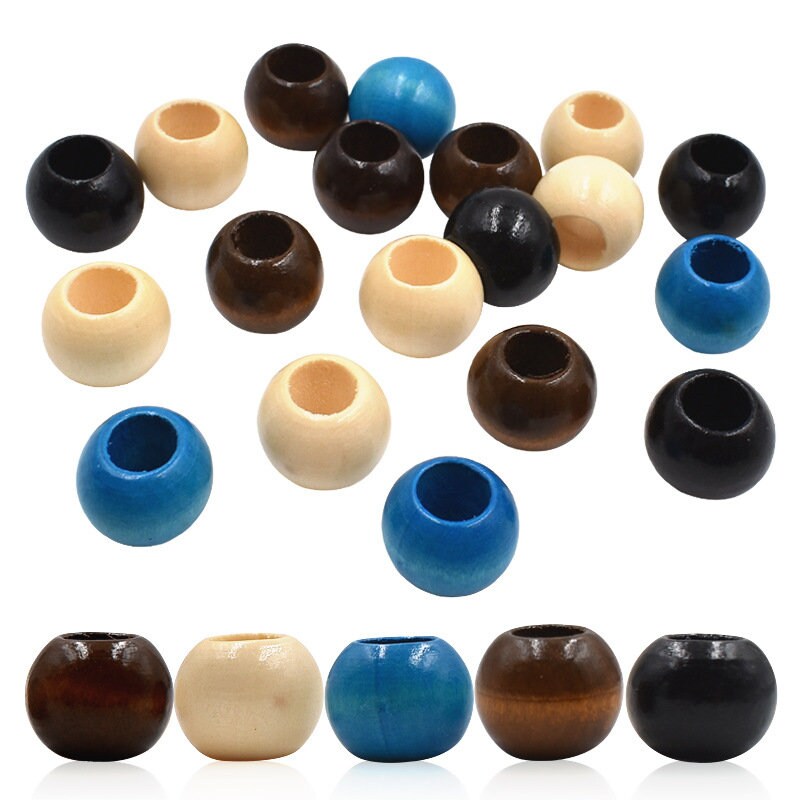 Extra Large Wood Beads for DIY Crafts – 20mm with Large 10mm Hole