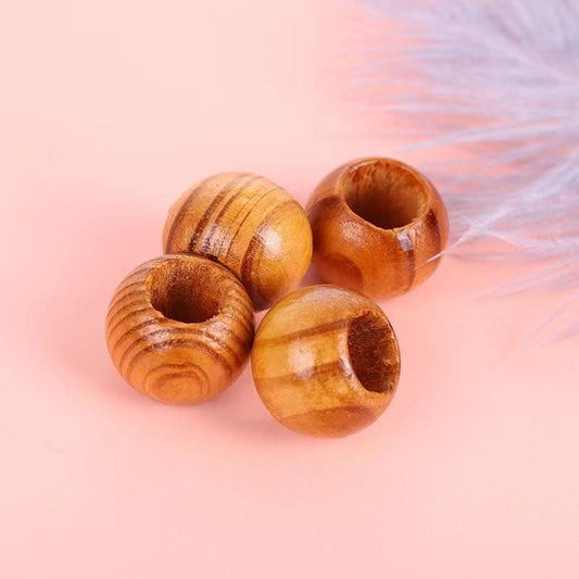 Natural Round Large Wooden Beads for Macrame & Crafts - 100% Wood