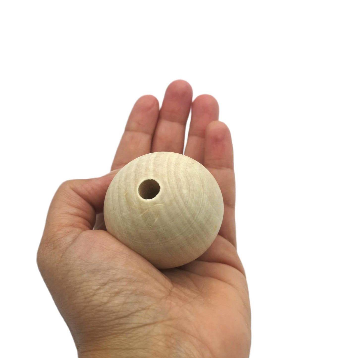 Extra Large Macrame Beads - 50mm Round Wooden Beads with 6mm Hole for DIY Crafts