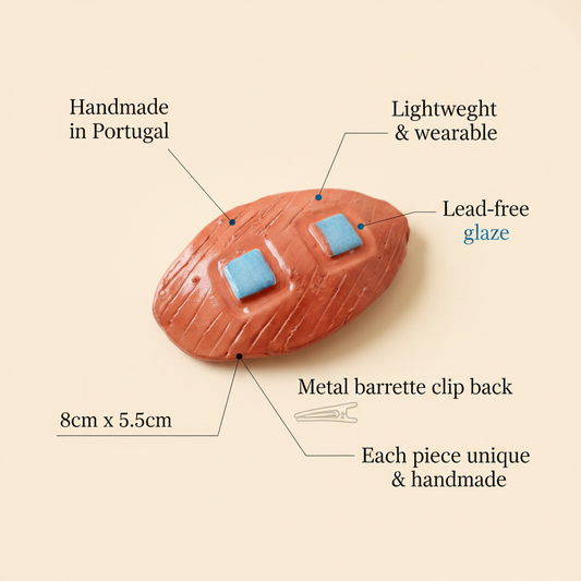 Size guide for large handmade ceramic hair barrette