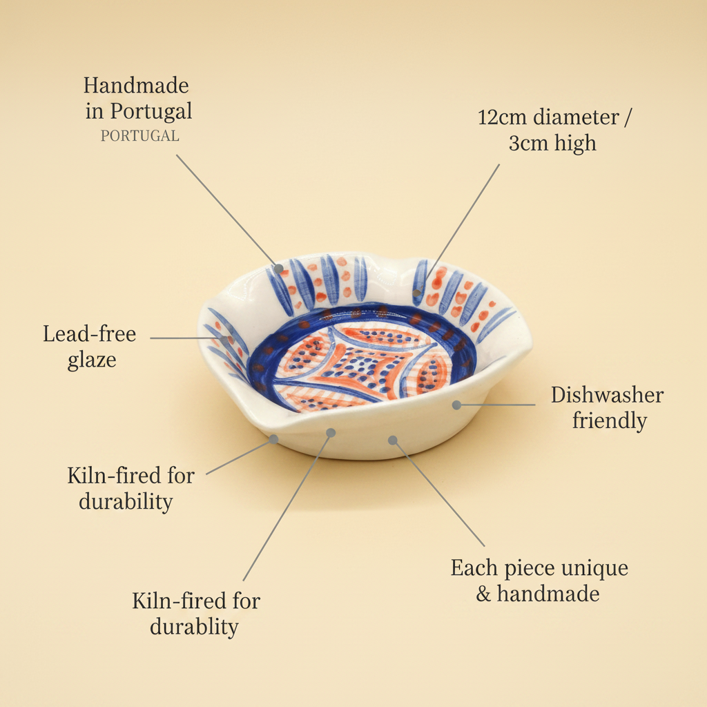 Size guide for 12cm ceramic ashtray