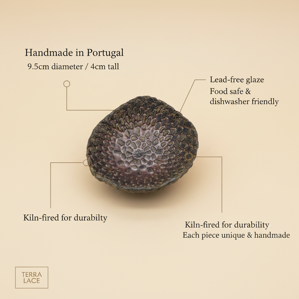 Size guide for handmade ceramic trinket bowl