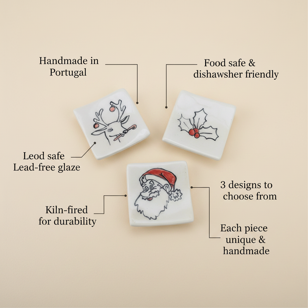 Size guide for handmade ceramic Christmas trinket dish