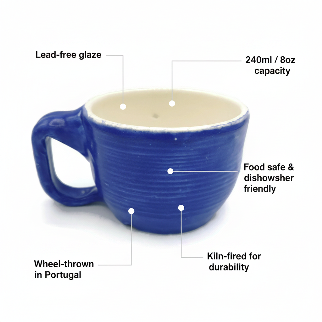 Royal blue ceramic mug for tea and coffee