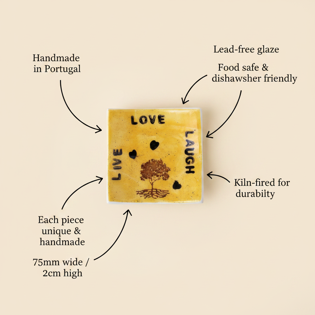 Size guide for square ceramic ring dish