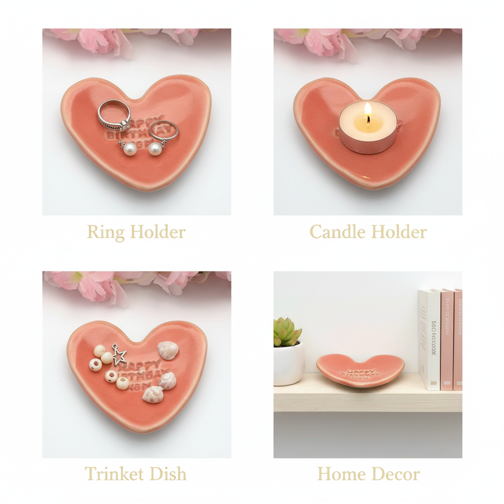 Pink and red heart ring dish colour options
