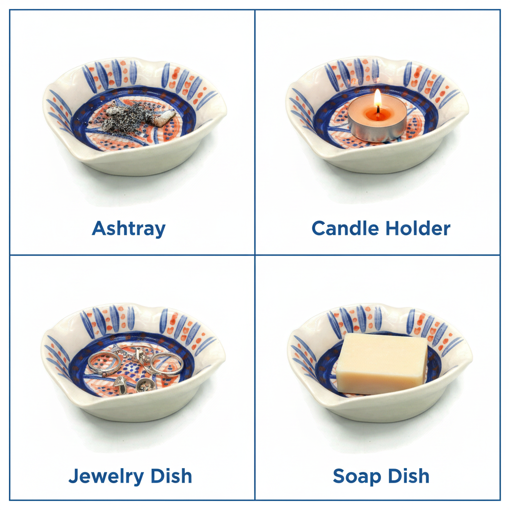 Details of handmade ceramic ashtray