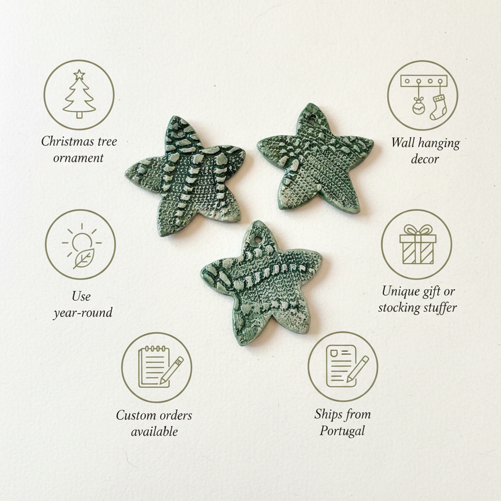 Green ceramic star wall hanging ornaments