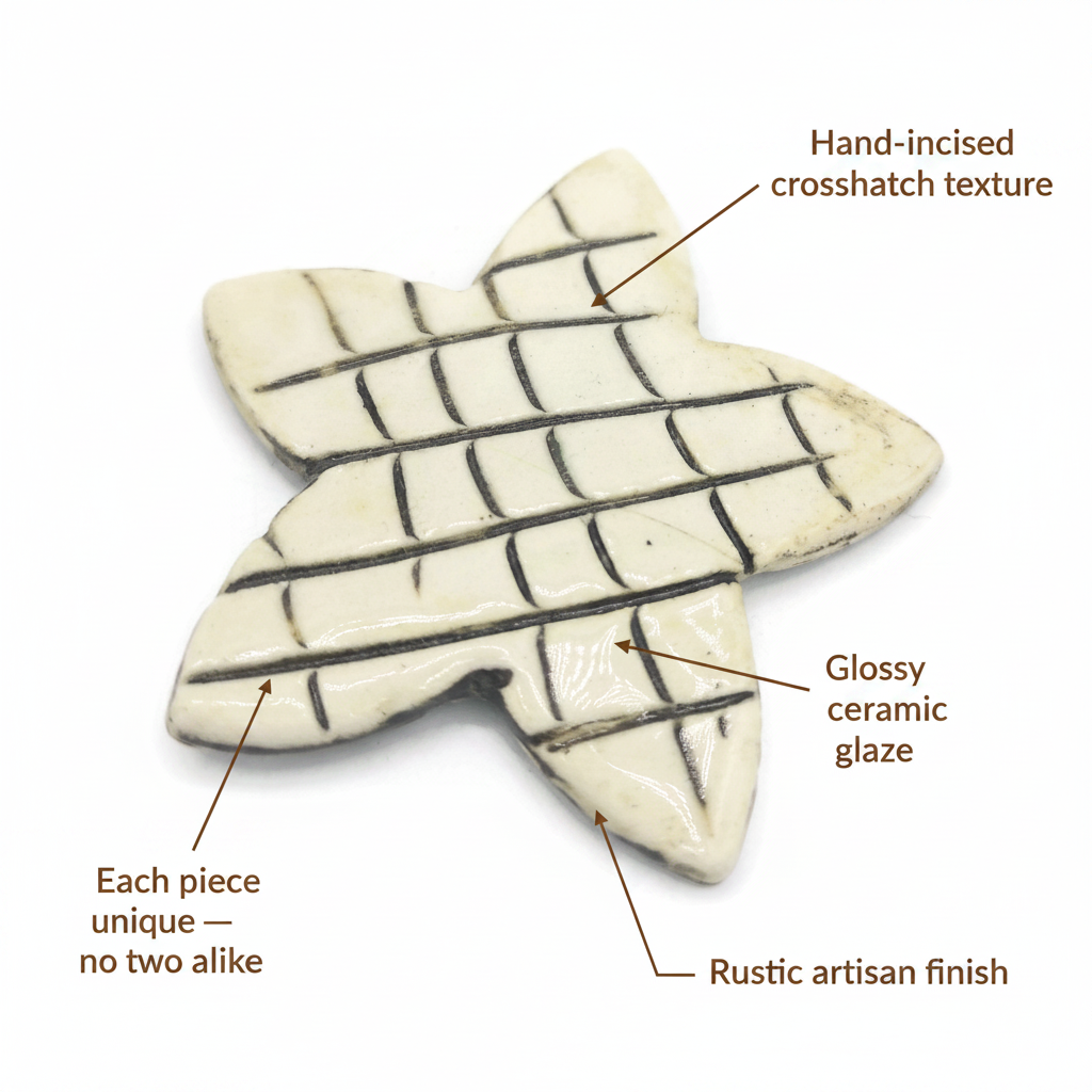 Details of handmade ceramic star fridge magnet