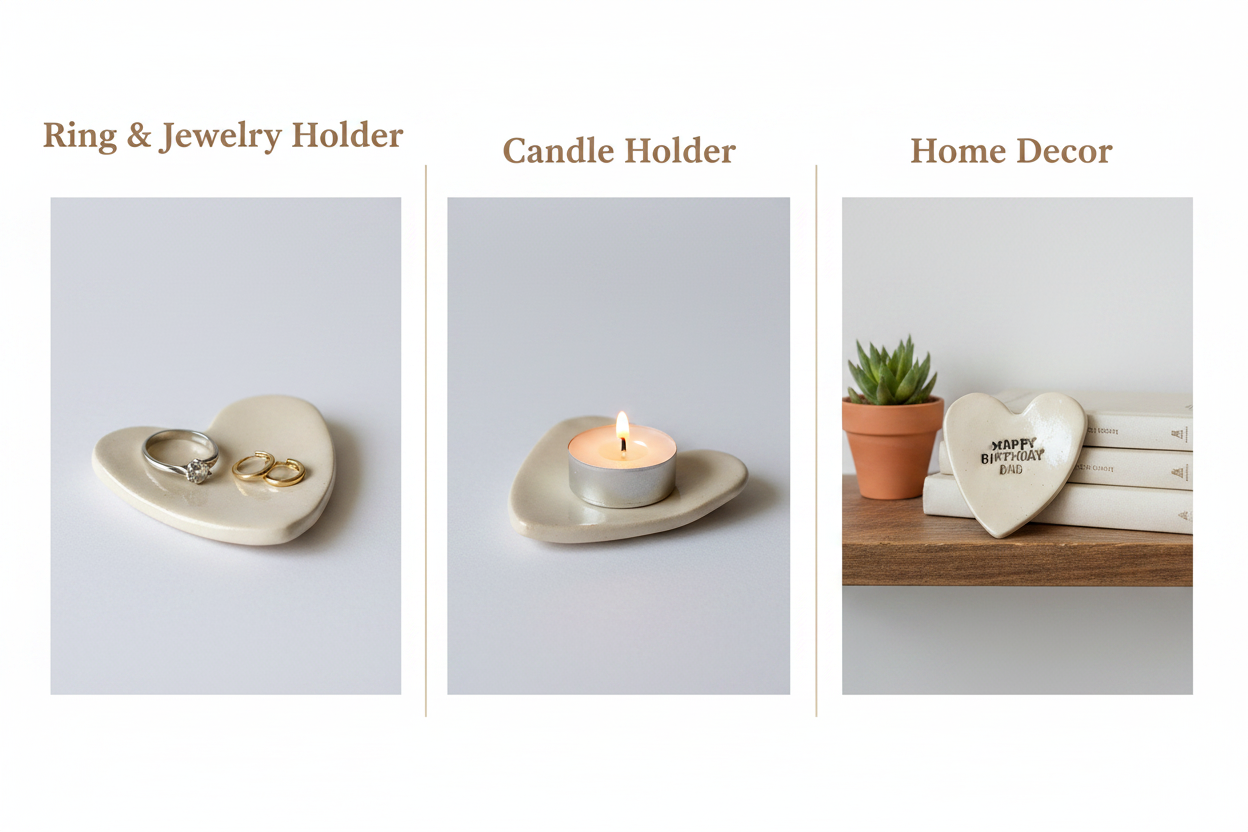 Beige ceramic heart keepsake dish for Dad