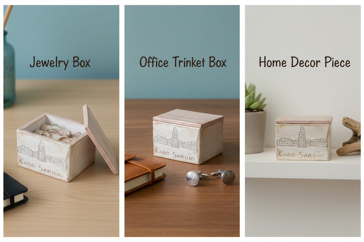 Handmade ceramic keepsake box on a desk