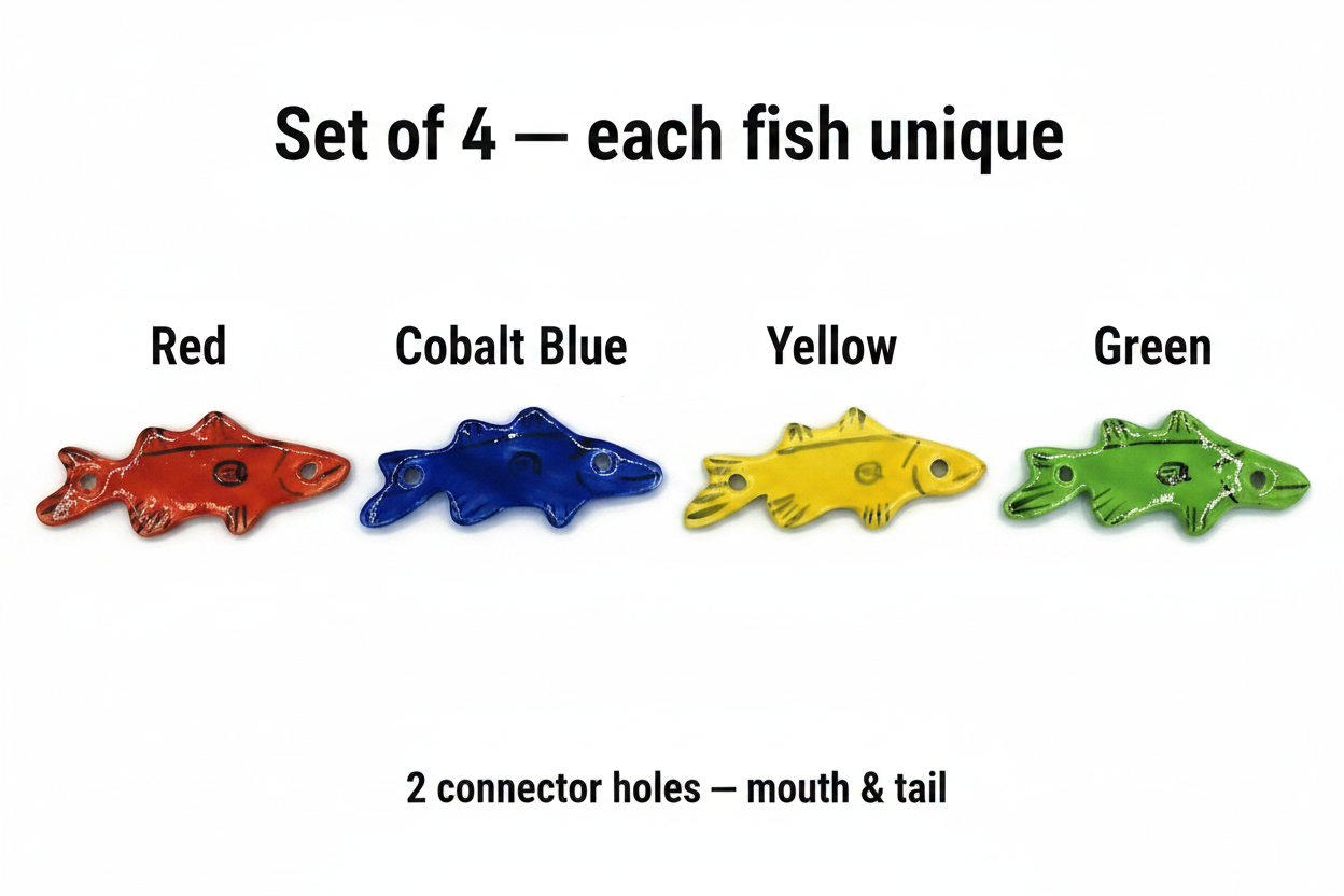 Ceramic fish pendant connector size detail