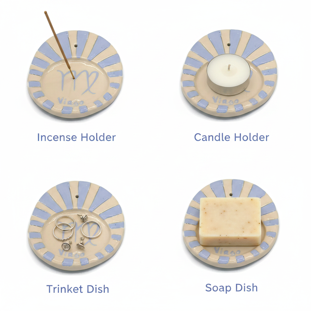 Size details for Virgo ceramic incense burner