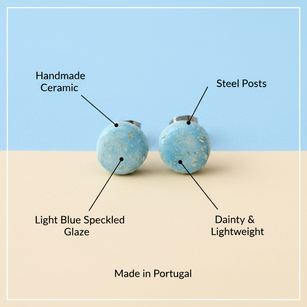 Blue speckled ceramic studs with stainless steel posts