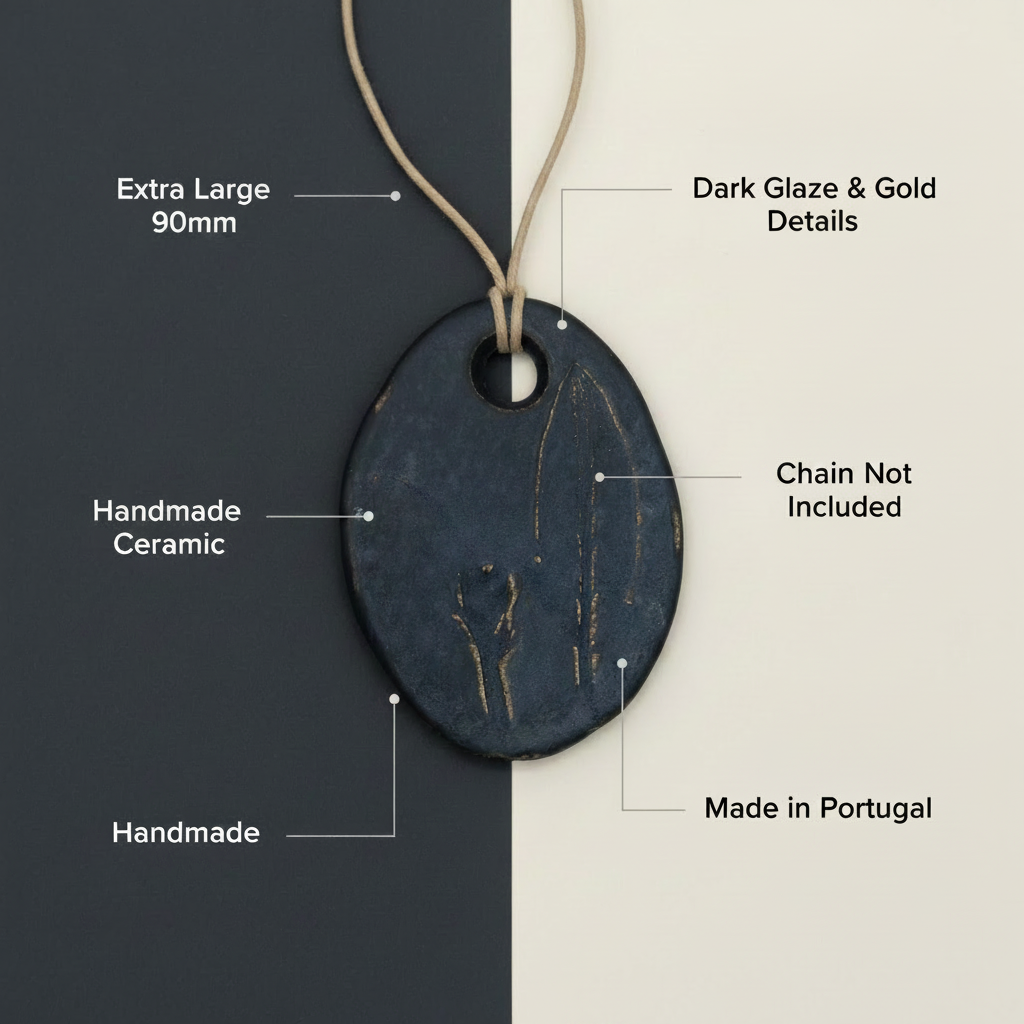 Ceramic pendant dimensions with chain-not-included illustration