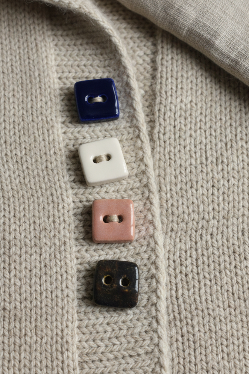 Handmade ceramic buttons for clothing and craft projects