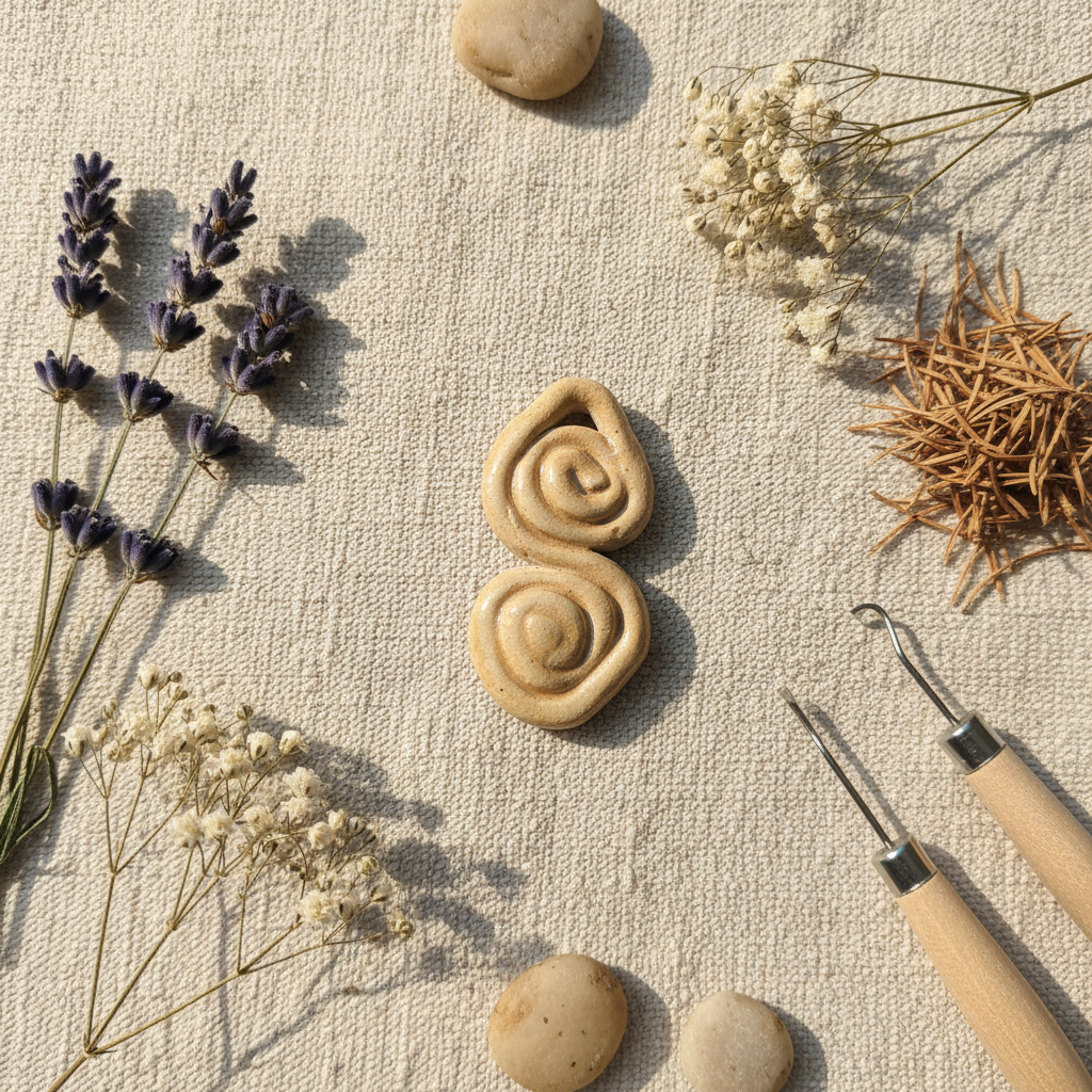 Ceramic infinity pendant styled as a necklace charm