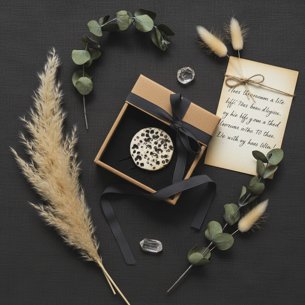 Handmade textured moon brooch styled on clothing