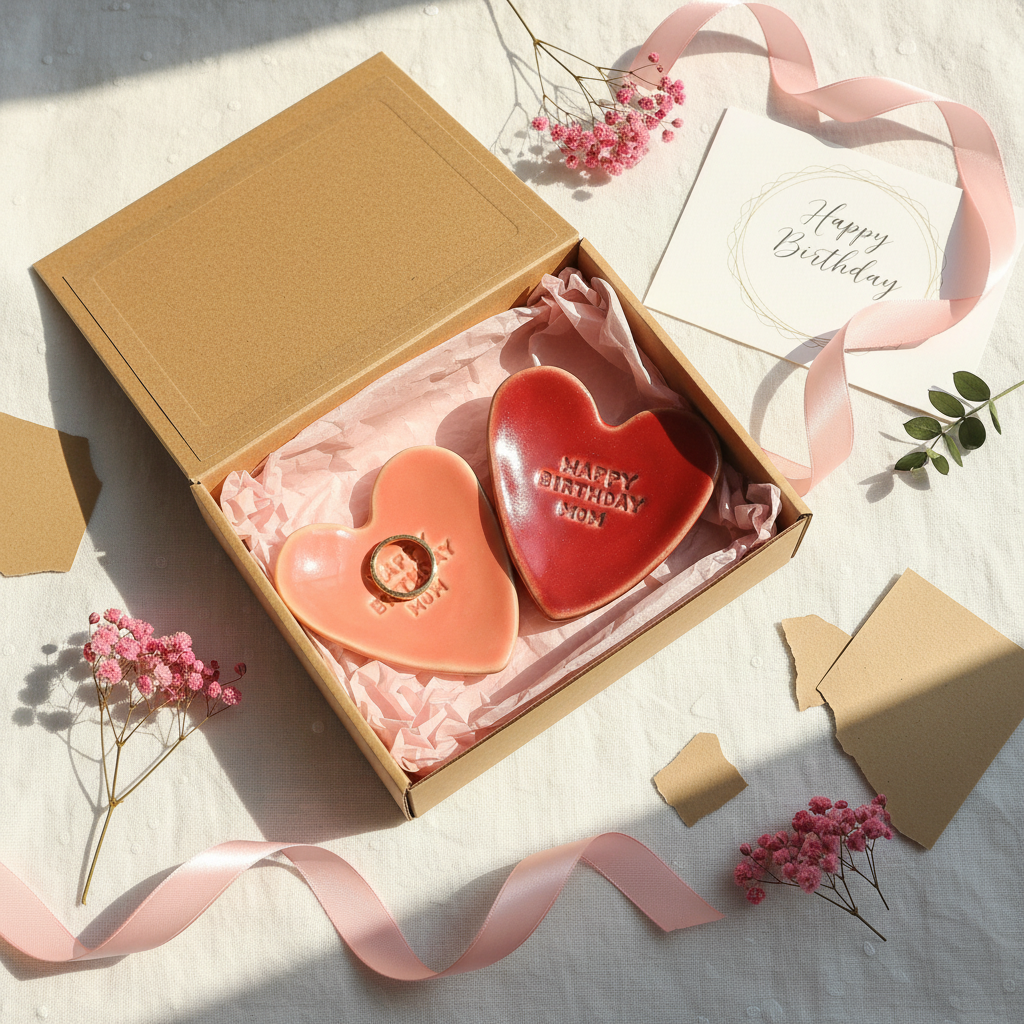 Ceramic heart trinket dish for rings and jewellery