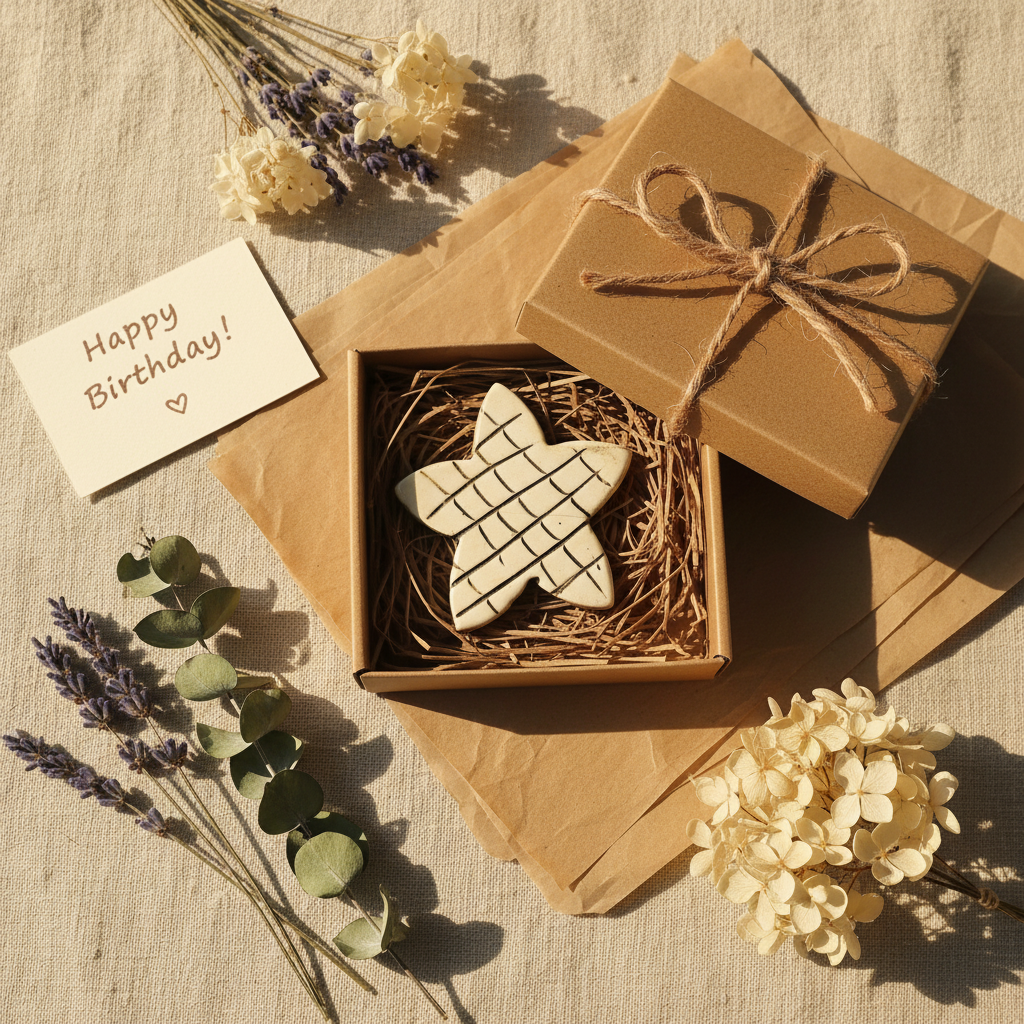 Textured ceramic star magnet in home setting