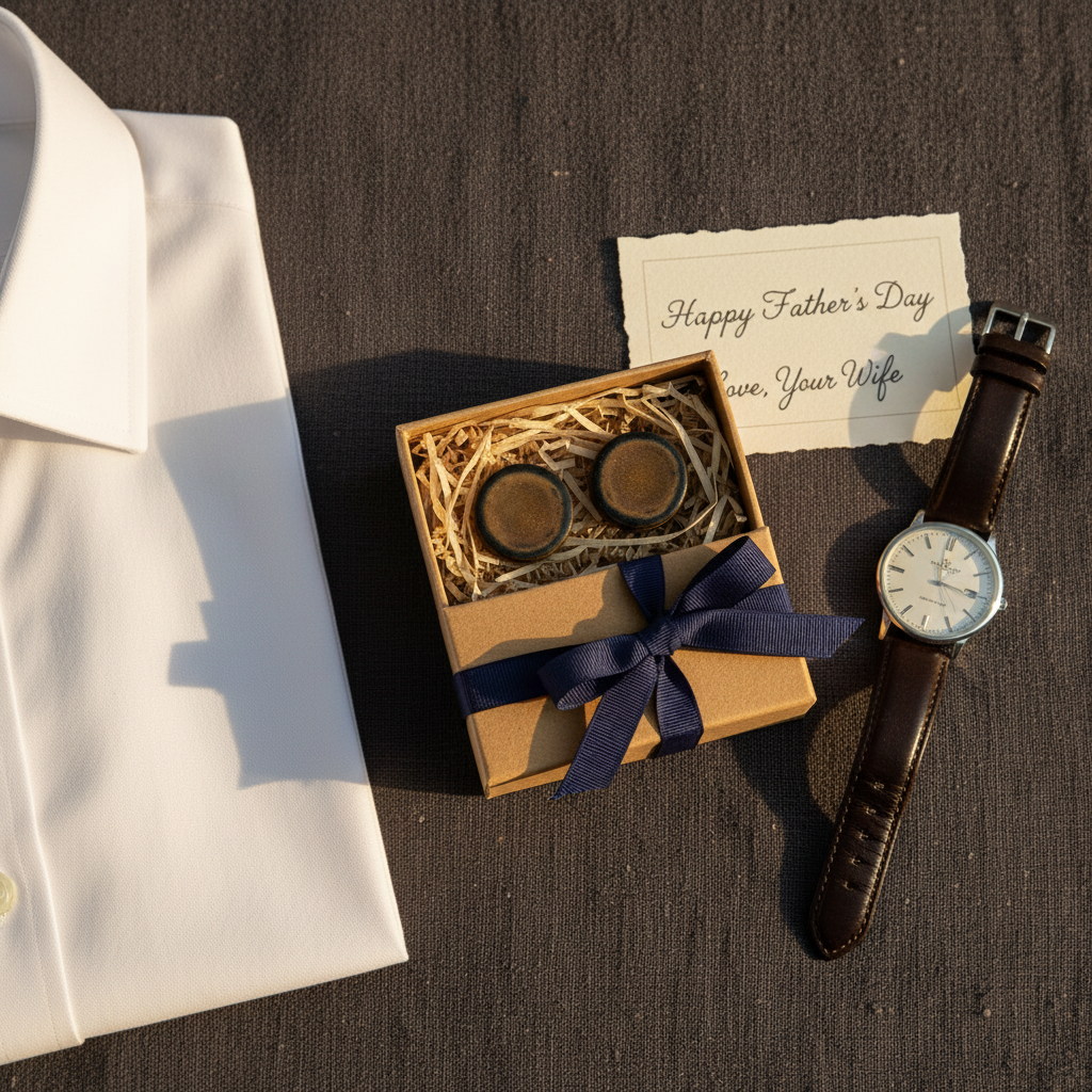 Handmade ceramic cufflinks worn with formal attire