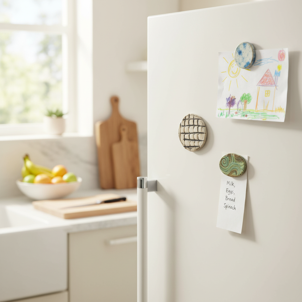 Lifestyle – Ceramic Grid Magnet on Fridge
